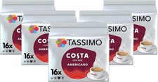 Tassimo Costa Americano Coffee Pods x16 (Pack of 5, Total 80 Drinks)