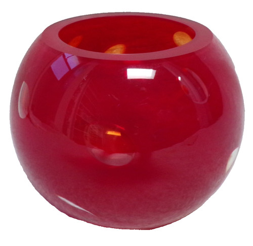 Red thick glass - glass, oval