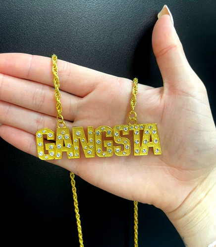 Gangsta gold bling necklace - gangsta,