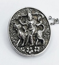 INDIAN SILVER BROOCH DEITY