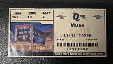 MUSE Tour  concert Ticket Stub 2/28/13 Quicken Loans Cleveland Ohio Vintage Old