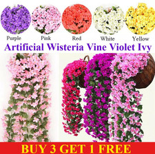 Hanging Wall Artificial Flowers Fake Violet Orchid Rattan Garden Wedding Decor