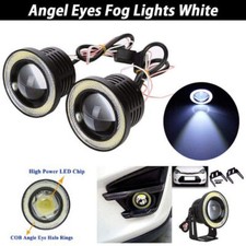 2x 64mm White Car Angel Eyes Halo Fog Light Lamp Projector DRL COB LED Universal