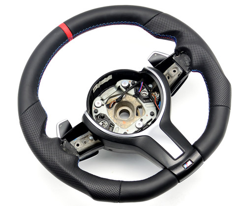 Flat leather steering wheel - flat,