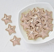 Star fabric embellishments, metallic gold fabric applique star , 25mm star