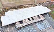 Vintage Reclaimed Salvage XLarge White/Grey Marble Butcher's Block Slab Tabletop