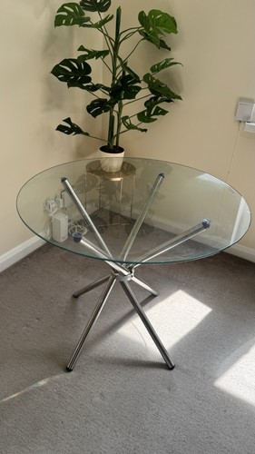Round glass dining - glass, table