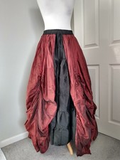 DarkStar Long Red Black Ball Skirt Goth Steampunk Wedding Formal Bustle Hitch
