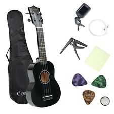 21" Soprano Beginners Ukulele with Gig Bag, Felt Pick & Spare Strings – Black
