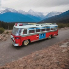 MF-910 AIRPORT LIMOUSINE Bus 60s Style Friction Tin Plate Toy`80s Vintage  Retro