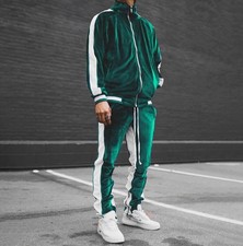 Mens 2 Piece Velvet Tracksuit