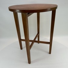 Mid Century Teak Veneer Round Folding Side Table Plant Stand G Plan Danish Style