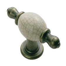 Carlisle Brass FTD600ABIC Porcelain Knob, Antique Brass / Ivory Crackle Glaze