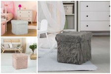 Faux Fur Large Padded Ottoman