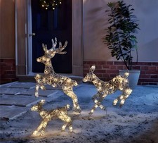 Set of 3 Pre lit Reindeer Deer Family LED Lights Outdoor Garden Xmas Decoration