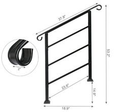Iron Handrail Kit for 1-3 Steps Stair Rail Railing Outdoor Garden Porch Post UK