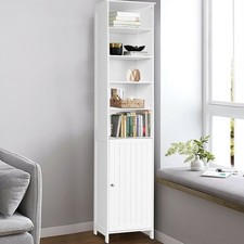 Single Door 5 Shelf White Storage Cabinet