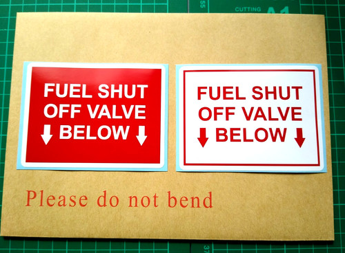 Fuel shut off valve labels - labels, –