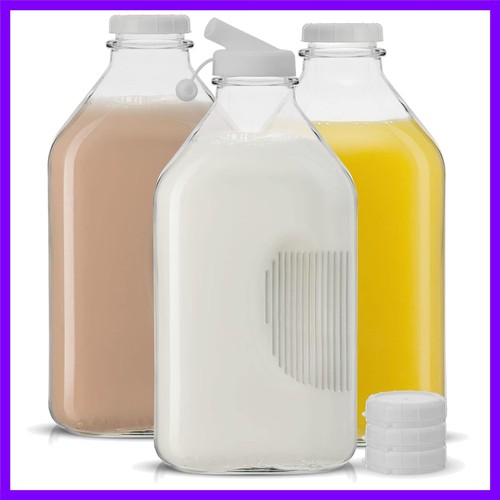 Glass milk bottles with - with, lids