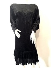 80s Mary Quant Vintage Crushed Velvet Cocktail Dress Size UK 12