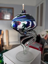 hand-blown glass oil lamp with