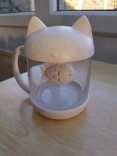 Cute cat glass teacup water bottle - Fish Tea infuser Filter Filter 250ML UK