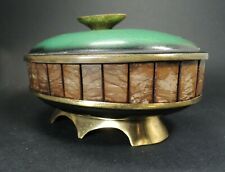 BAUHAUS BRAS W/OLIVE WOOD TRINKET JEWELRY BOX JUDAICA JEWISH ISRAEL
