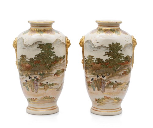 Pair antique satsuma ware - antique,