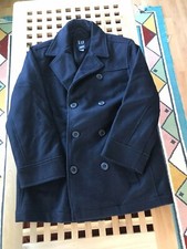 GAP Boys Reefer Jacket Aged 7/8 Navy - Wool / Nylon.