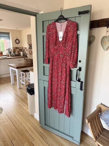 Zara red white floral - zara, midi