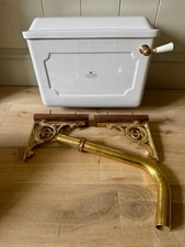 Thomas Crapper & Co ceramic low level cistern, flush pipe & brass wall brackets