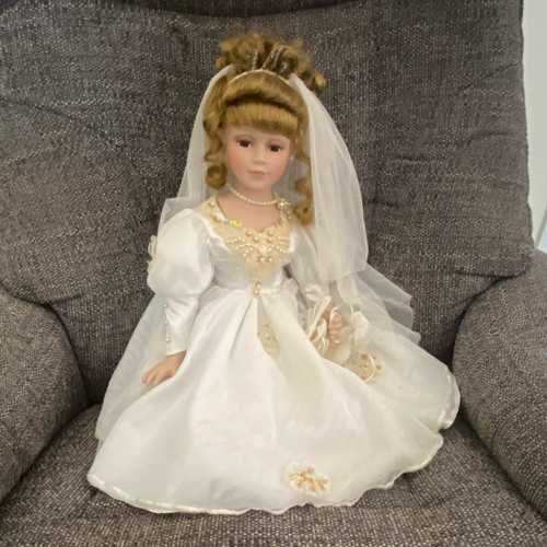 Porcelain bride doll blonde - bride,