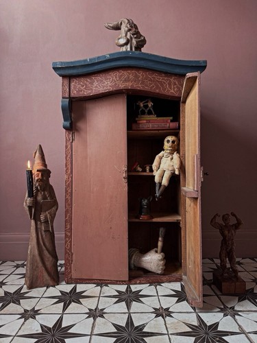 Antique folk art cupboard - antique,
