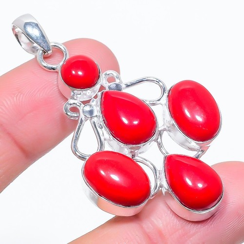 Red coral gemstone handmade - red,