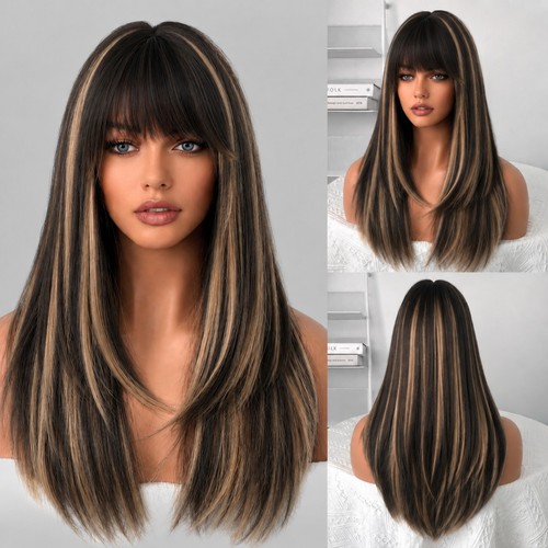 Black brown long straight - black,