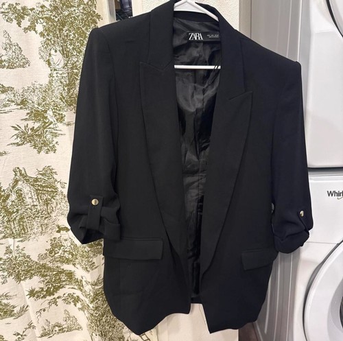 Zara black blazer - zara, gold