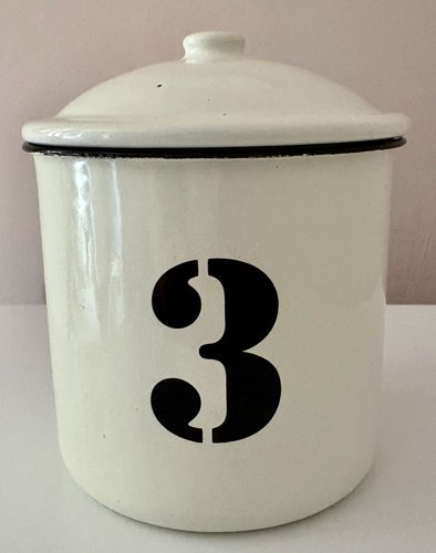 Vintage style white enamel pot - white,