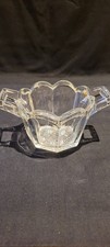 Vintage Jefferson Krys-Tol antique pressed glass handled sugar/mayonnaise bowl.