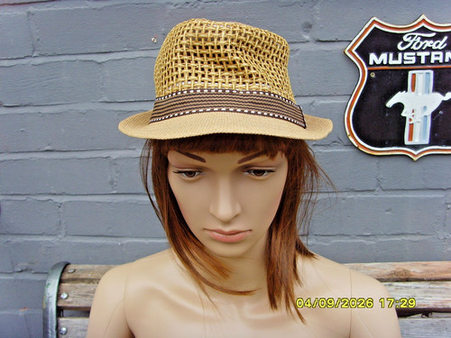 Unisex straw trilby hat brown - unisex,
