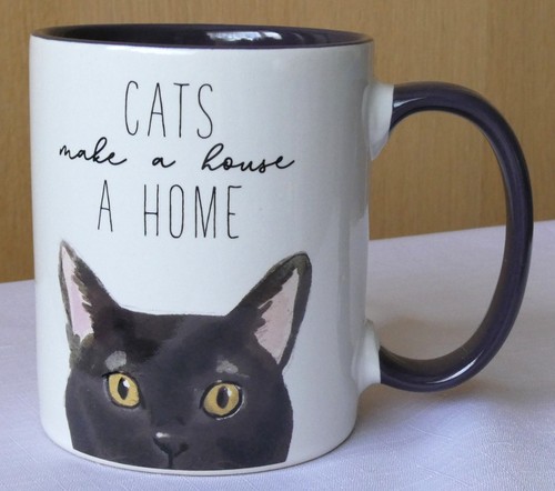 Peeping black cat ceramic - black,