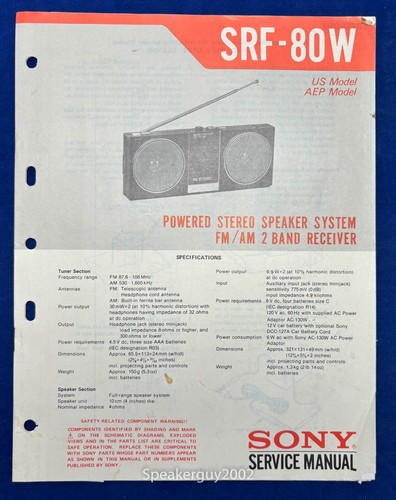Original sony srf - srf-80w, powered