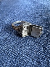 antique chinese silver filigree turquoise locket ring