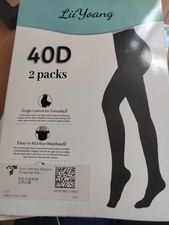 LiiYouang Women's Plus Size 40 DENIER XL Tummy Control Snag Tights Black  NEW