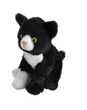 NEW BLACK & WHITE CAT WILD REPUBLIC POCKETKINS SOFT TOY TEDDY BEAR PLUSH CUDDLY 