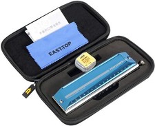 EASTTOP Harmonica 16holes New Chromatic Harmonica key of C Blue Professional New