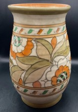 Signed Charlotte Rhead Crown Ducal TUDOR Rose Pattern Art Deco Vase C1930s