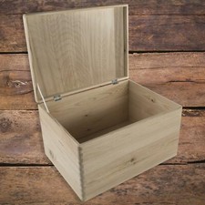 Wooden Box with Lid | 40 x 30 x 23 cm | Keepsake Chest Plain Pine Decor Craft