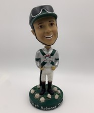 135th Belmont Stakes Jockey Bobble Bobblehead 2003 Horse Racing Silver Green Vtg