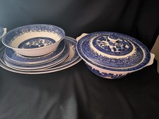 Rare Vintage Washington Old Willow Plates And Tourines