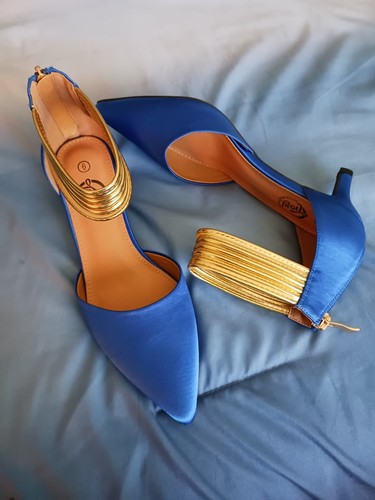 Trary royal blue satin ankle - satin,